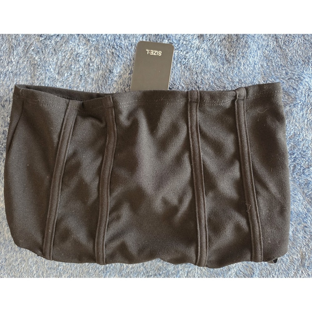 NWT Saints 21 Tube Top Women L Black Solid Sleeveless Strapless Bandeau Crop